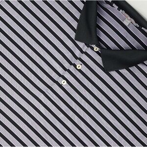 Peter Millar Summer Comfort Polo Shirt 2XL XXL Black Purple Striped‎ Performance